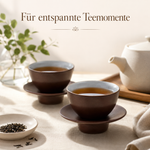 Bild in der Galerie öffnen: Teetasse "Ayame" mit Unterteller Zedernbraun – 2er Set für Tee & Espresso