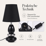 Bild in der Galerie öffnen: Tischlampe ANNA Schwarz aus Keramik mit Stoffschirm