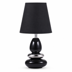 Bild in der Galerie öffnen: Tischlampe ANNA Schwarz aus Keramik mit Stoffschirm