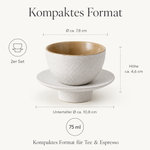 Bild in der Galerie öffnen: Teetasse "Ayame" mit Unterteller Weiß – 2er Set für Tee & Espresso