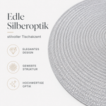 Bild in der Galerie öffnen: Tischmatten "Helena" Silber 6er Set Ø 38 cm runde Platzsets