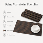 Bild in der Galerie öffnen: Tischsets ALFONSO 6er Set Braun Schwarz aus gewebtem PVC