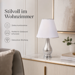 Bild in der Galerie öffnen: Tischlampe ARGENT Silber aus Keramik mit Lampenschirm