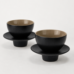 Bild in der Galerie öffnen: Teetasse "Ayame" mit Unterteller Schwarz – 2er Set für Tee & Espresso