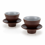 Bild in der Galerie öffnen: Teetasse "Ayame" mit Unterteller Zedernbraun – 2er Set für Tee & Espresso