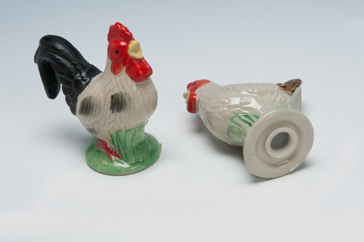 Keramik Salz- & Pfefferstreuer Hahn & Henne – Handbemaltes Bauernhof-Set