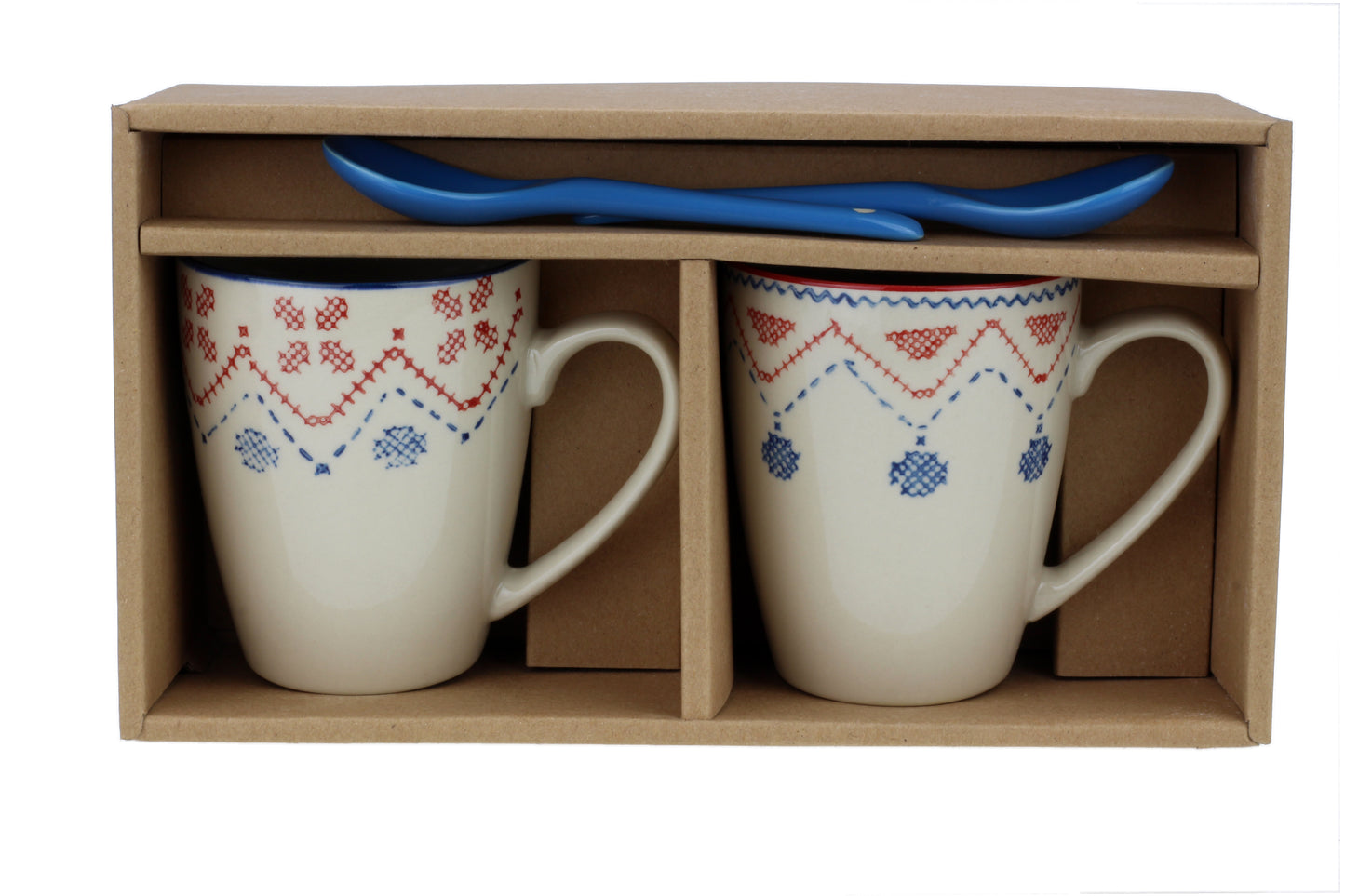 Kirsten Becher Keramik Tassen-Set im Nordic Design mit Löffel – 2er Set