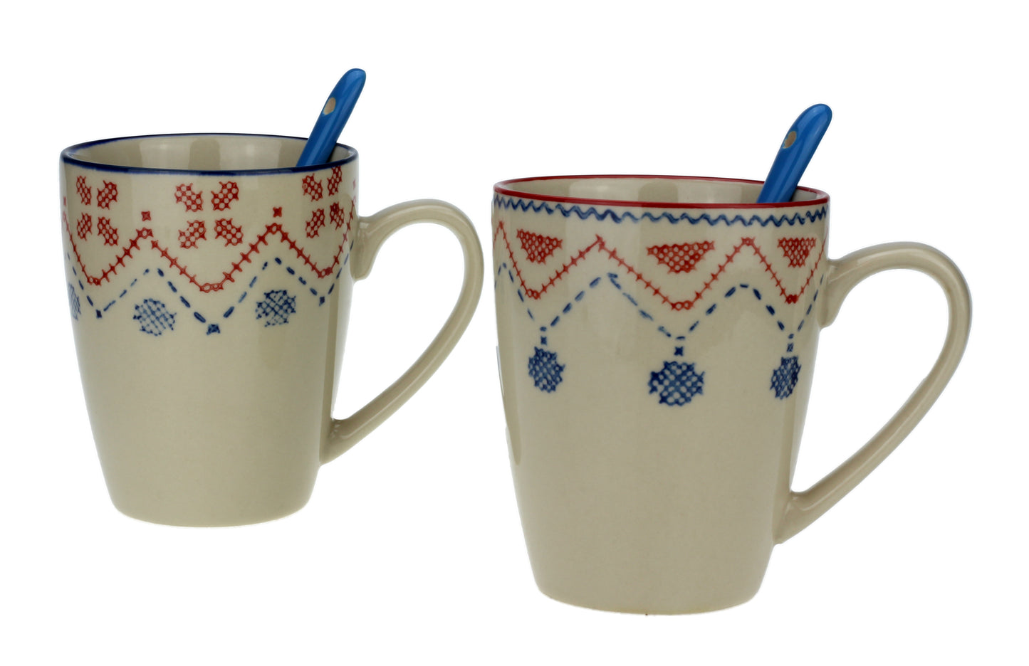Kirsten Becher Keramik Tassen-Set im Nordic Design mit Löffel – 2er Set