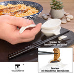 Bild in der Galerie öffnen: Ramen Löffel Set Weiß für 2 Personen aus Porzellan mit Dipschalen & Essstäbchen