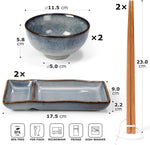 Bild in der Galerie öffnen: Sushi Set Misaki Graublau Maße - Abmessungen und Größenangaben