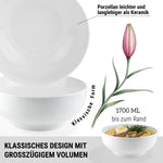Bild in der Galerie öffnen: URBAN LIFESTYLE Ramen Schüssel Dinner Set Ø 20,5cm 8 Stück aus Porzellan mit Löffel und Essstäbchen (warm weiß)