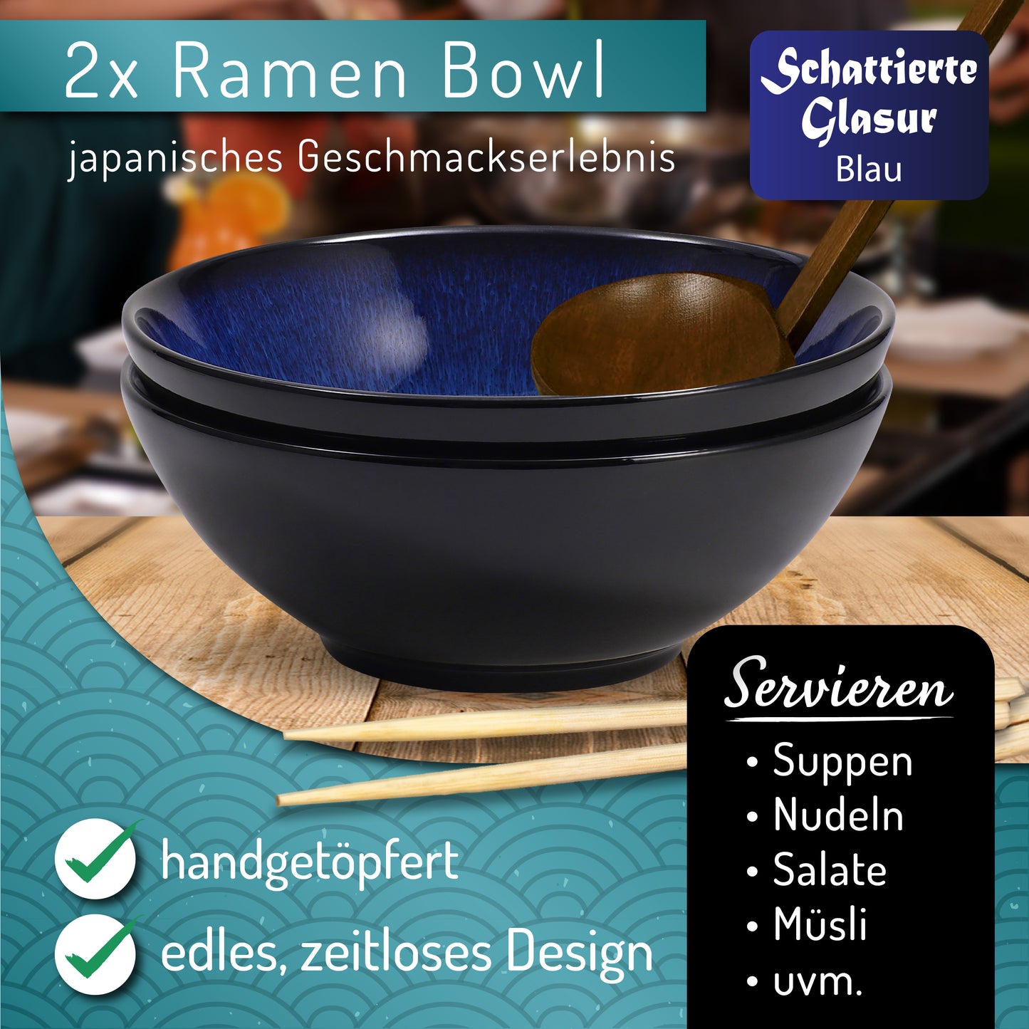 2er Set Ramen Schüssel Yuna – Handgefertigt, Keramik, 1300 °C gebrannt Urban Lifestyle