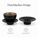 Bild in der Galerie öffnen: Teetasse "Ayame" mit Unterteller Schwarz – 2er Set für Tee & Espresso