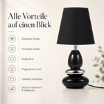 Bild in der Galerie öffnen: Tischlampe ANNA Schwarz aus Keramik mit Stoffschirm