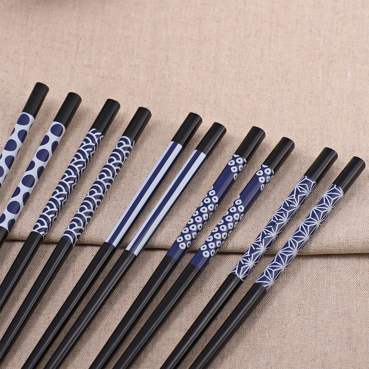 Essstäbchen Set – 5 Paar Wiederverwendbare Essstäbchen mit Japanischen Mustern