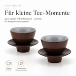 Bild in der Galerie öffnen: Teetasse "Ayame" mit Unterteller Zedernbraun – 2er Set für Tee & Espresso