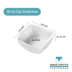 Bild in der Galerie öffnen: Kleine Dipschalen aus Porzellan 6er Set weiß für Sojasauce und Snacks