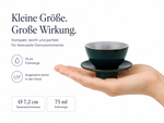 Bild in der Galerie öffnen: Teetasse "Ayame" mit Unterteller Türkis – 2er Set für Tee & Espresso
