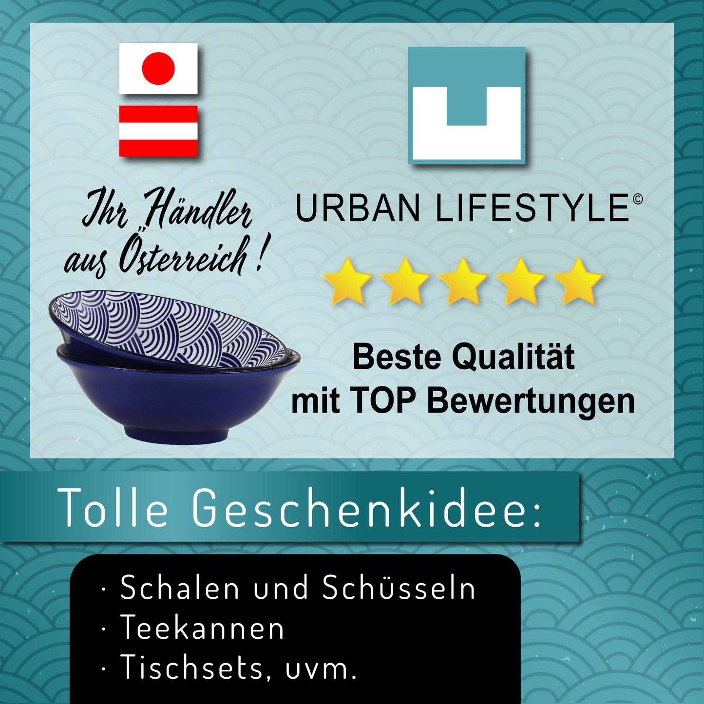 Urban Lifestyle Größe Salat Schüssel aus Porzellan Japanisch Style