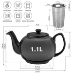 Bild in der Galerie öffnen: URBAN LIFESTYLE Teekanne Liverpool 1,1 L Schwarz Matt aus Steinzeug mit Siebeinsatz