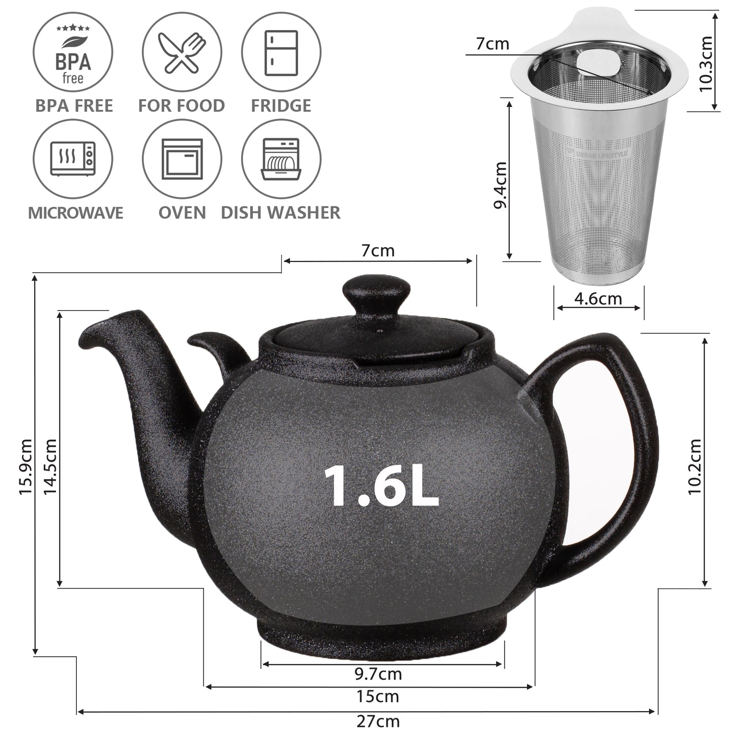 Urban Lifestyle Teekanne mit Siebeinsatz "Liverpool" 1,6 L