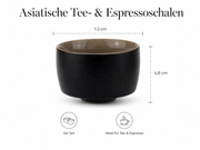 Teeschalen Set „Zen“ 2er Set – Matt Schwarz & Matt Weiß | Teetassen & Espressotassen aus Keramik