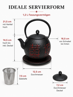 Bild in der Galerie öffnen: Shiawase Gusseisen Teekanne 1,2 L mit Sieb und Untersetzer