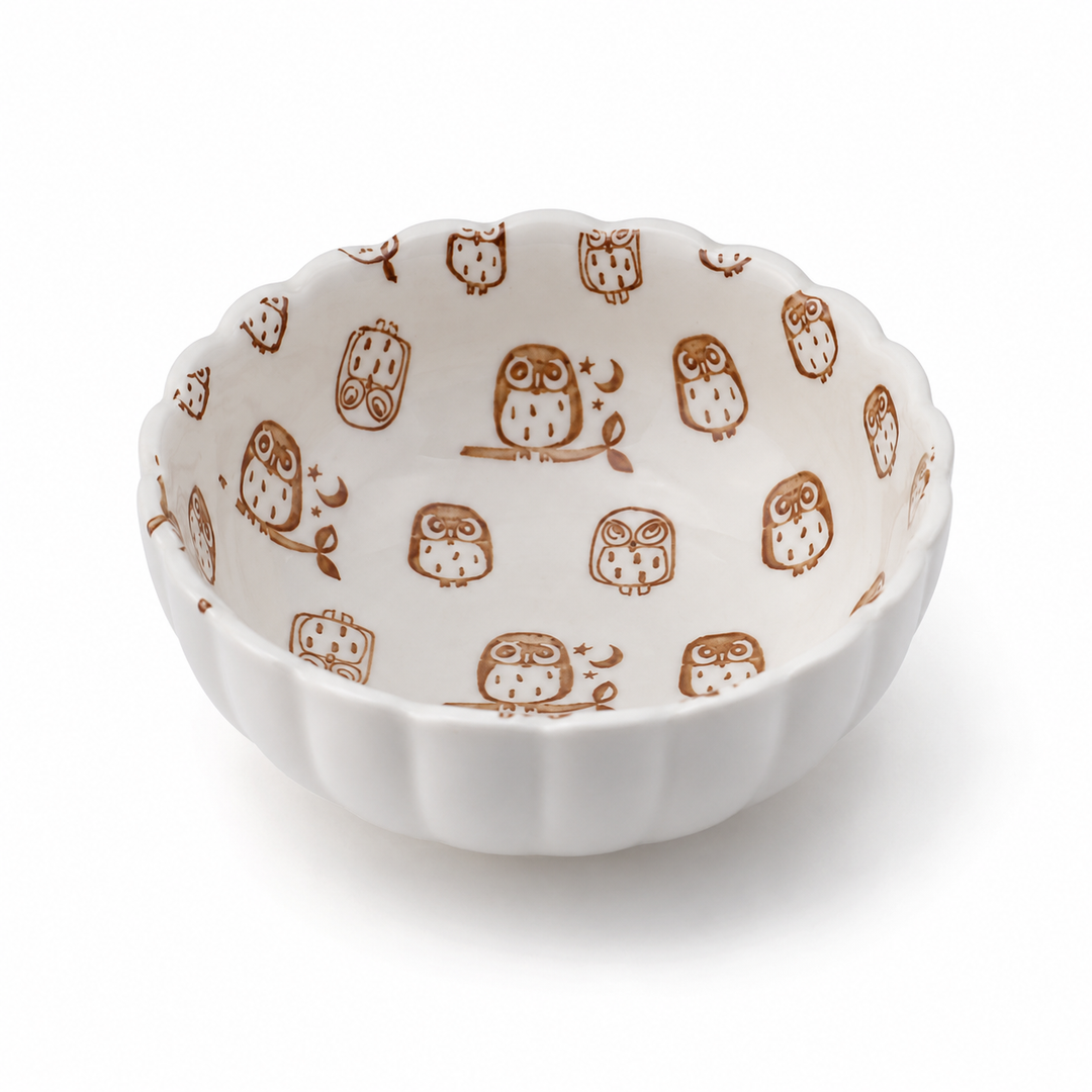 Porzellanschale "Momiji" braun Eulen Design - 11cm