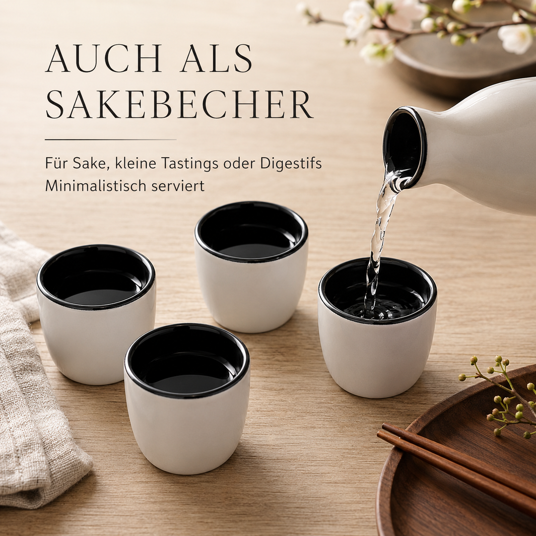 Yoru Saucenschälchen 6er Set weiß schwarz aus Steinzeug