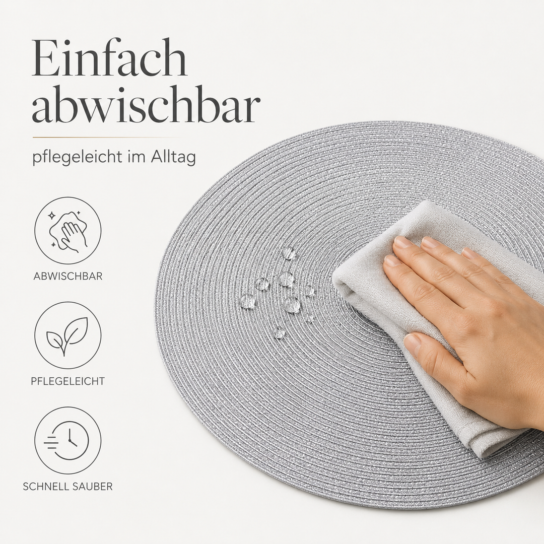 Tischmatten "Helena" Silber 6er Set Ø 38 cm runde Platzsets