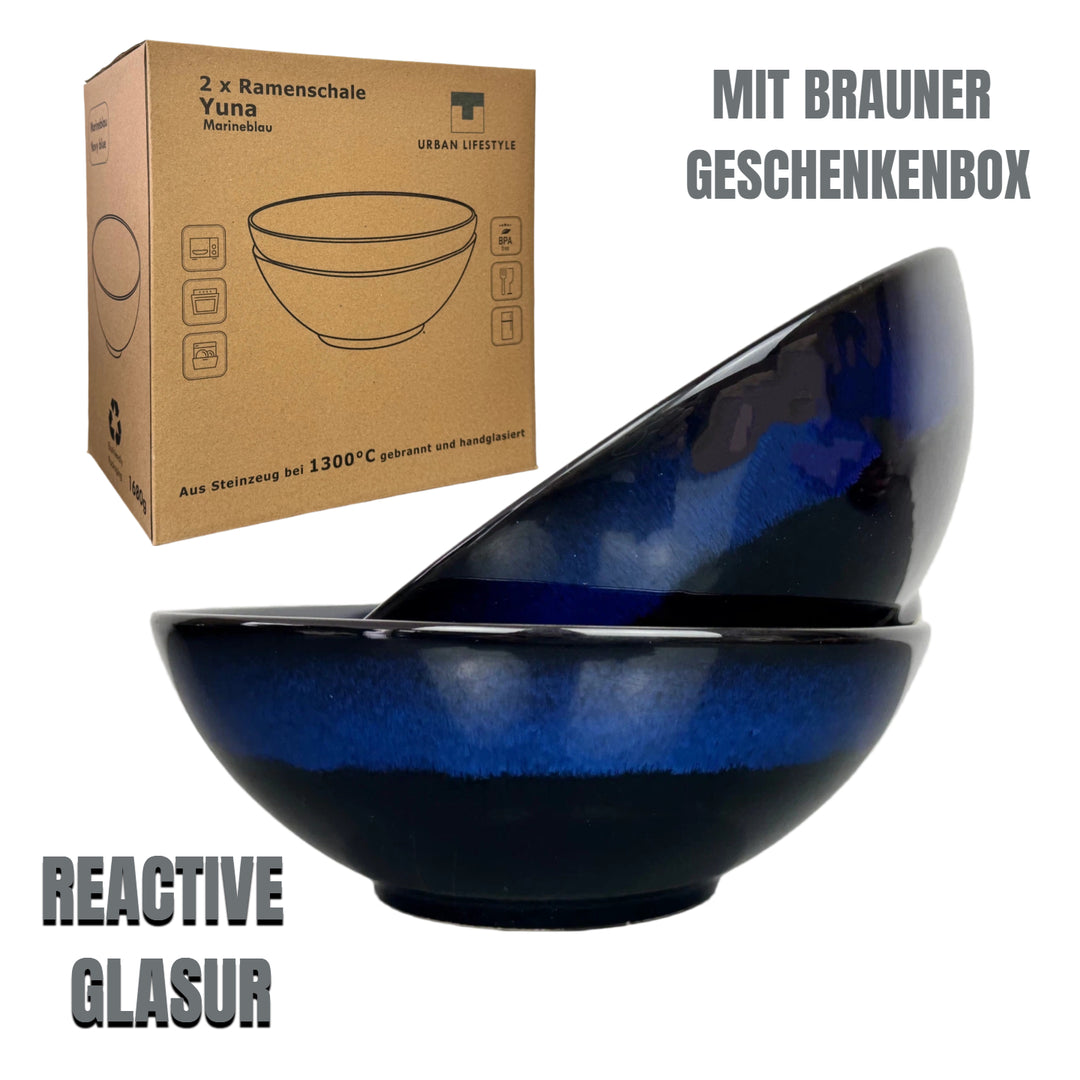 URBAN LIFESTYLE 2er Set Ramen Schüsseln Yuna (Blau)