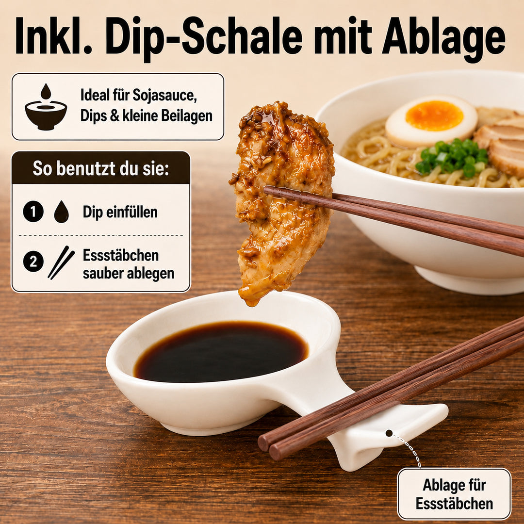 Ramen Bowl Set 2 Personen – spülmaschinenfest 17,5 cm Porzellan