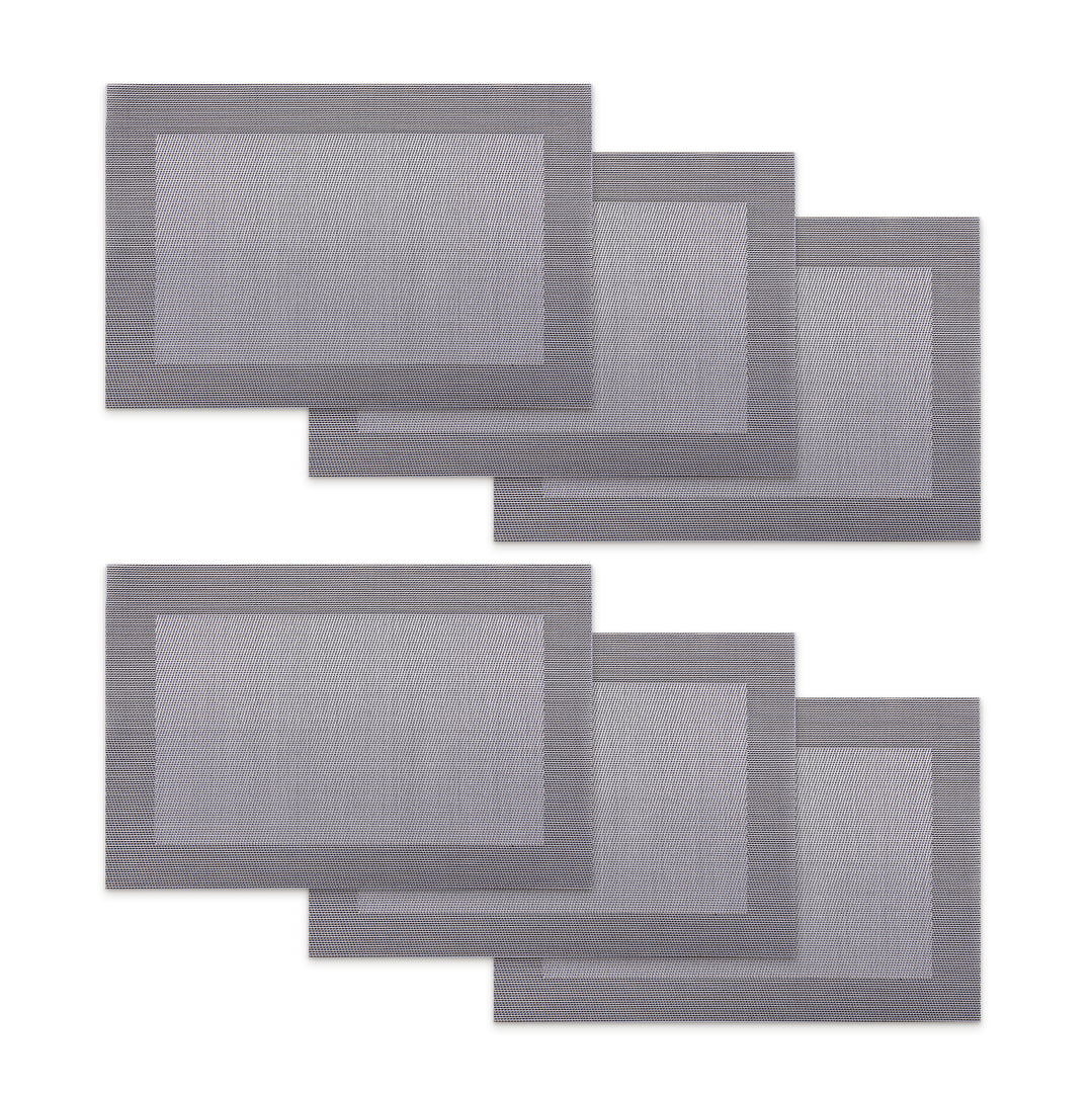 Tischmatten „Heidi“ Silber 6er Set 45 x 30 cm rechteckige Platzsets aus PVC