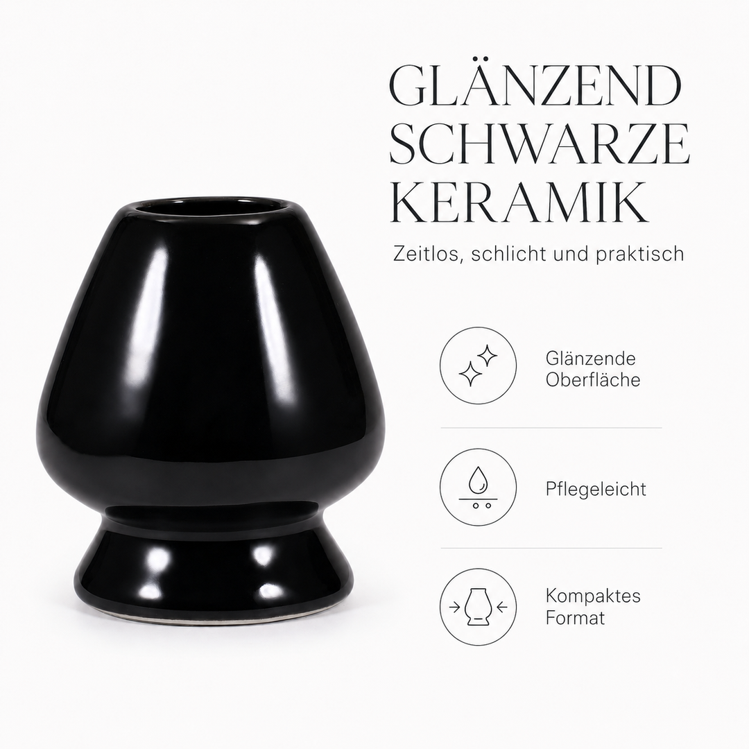 Matchabesenhalter Chasen Naoshi schwarz glänzend