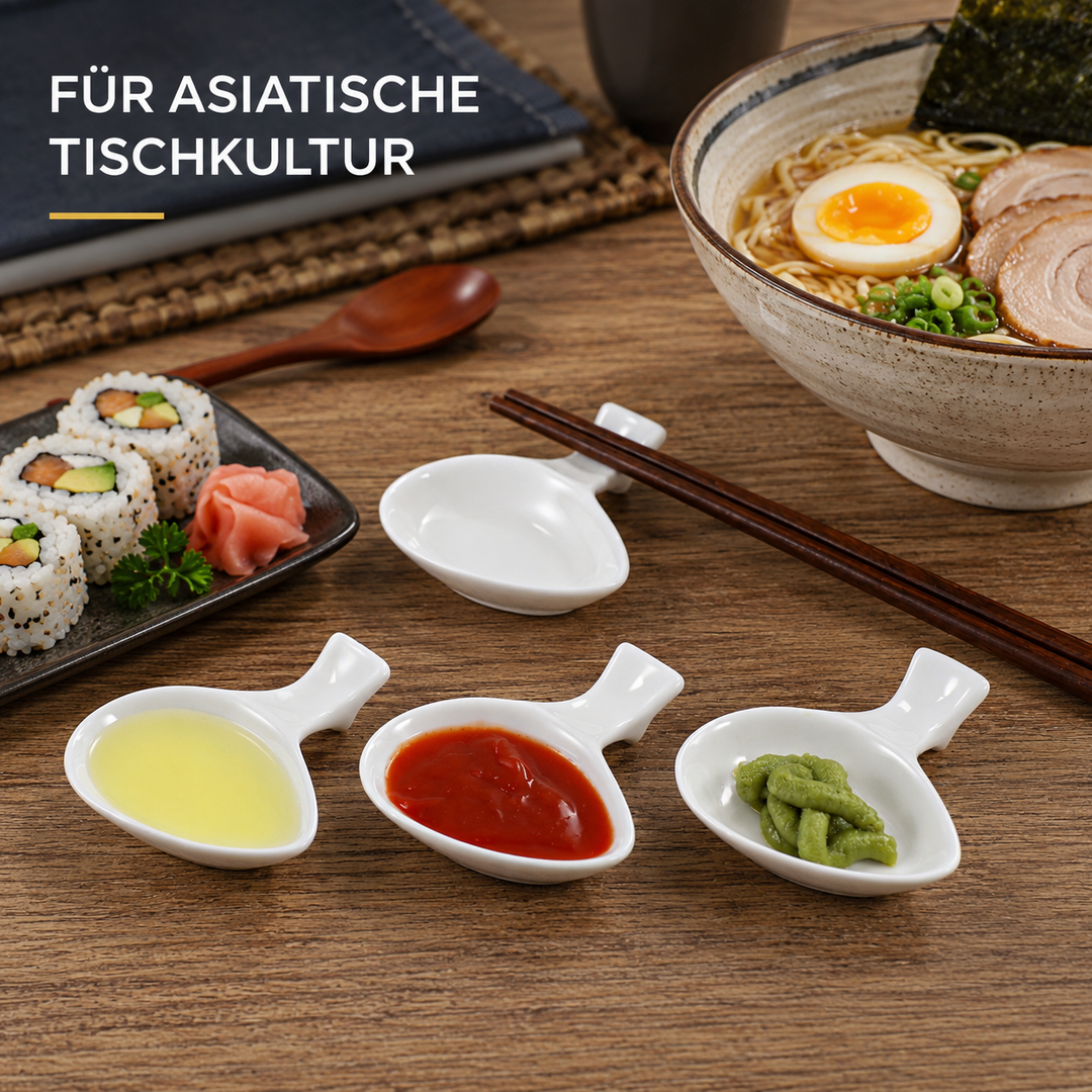 Saucenschälchen mit Stäbchenbank 6er Set Weiß Porzellan Urban Lifestyle