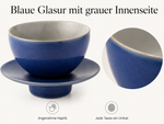 Bild in der Galerie öffnen: Teetasse "Ayame" mit Unterteller Blau – 2er Set für Tee &amp; Espresso