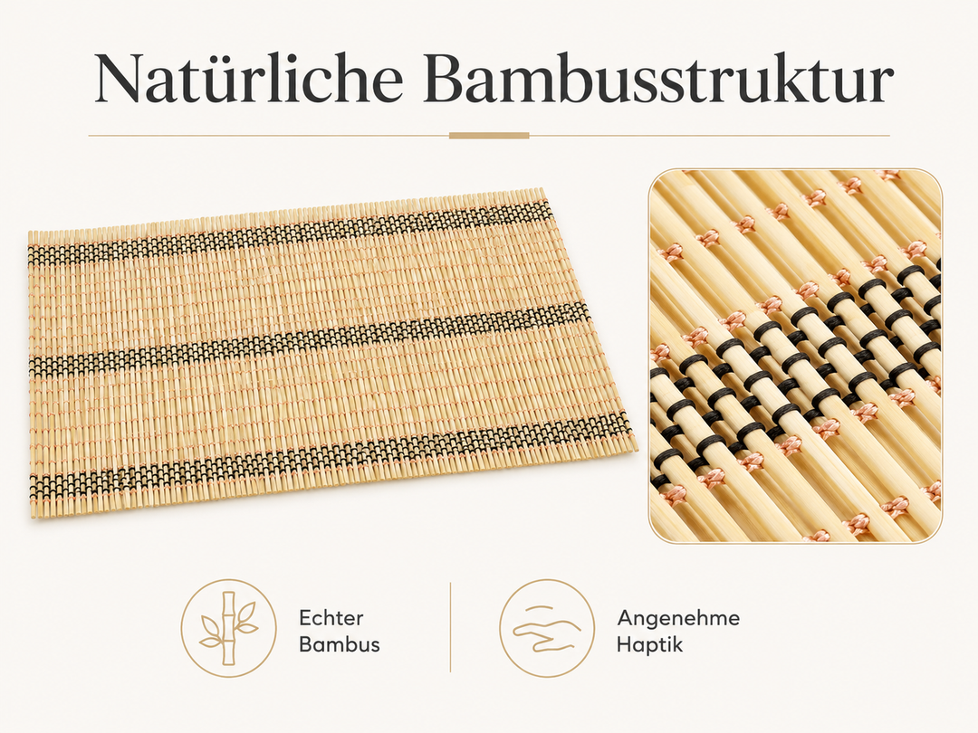 Bambus Tischmatten "Herbert" Natur 6er Set – natürliche Platzsets 45 x 30 cm