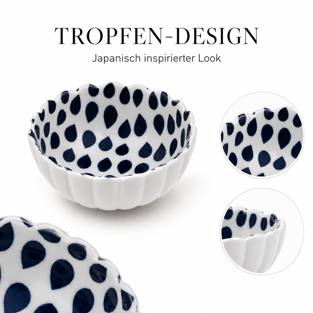 Porzellanschale "Momiji" blau Tropfen Design