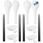 Bild in der Galerie öffnen: Ramen Zubehör Set 4 Personen – 4x Löffel, Schälchen &amp; Essstäbchen (warm Weiß) Urban Lifestyle