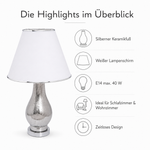 Bild in der Galerie öffnen: Tischlampe ARGENT Silber aus Keramik mit Lampenschirm