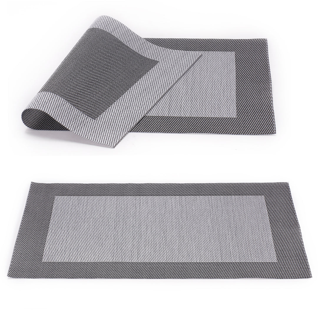 Tischmatten „Heidi“ Silber 6er Set 45 x 30 cm rechteckige Platzsets aus PVC