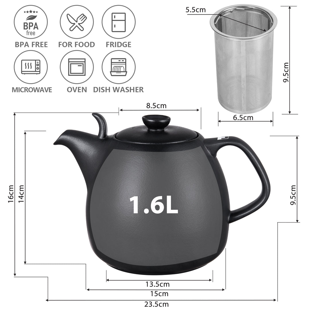 Urban Lifestyle Teekanne "Kopenhagen" 1,6L (Schwarz)