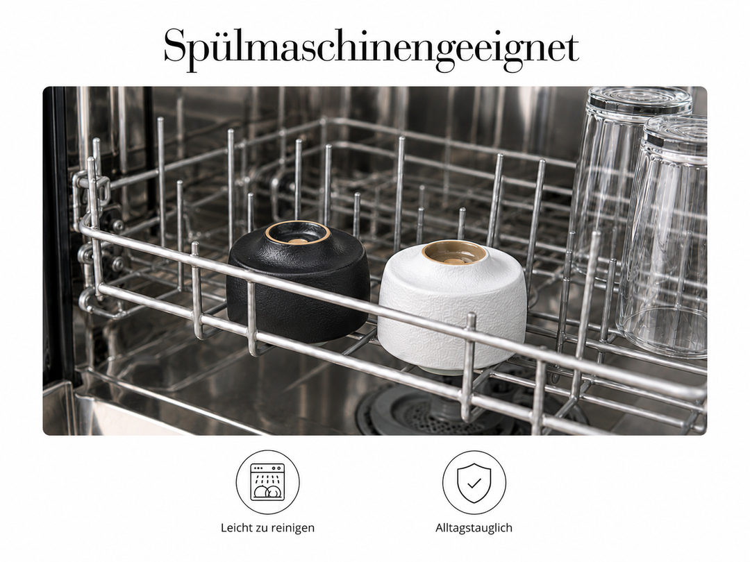Teeschalen Set „Zen“ 2er Set – Matt Schwarz & Matt Weiß | Teetassen & Espressotassen aus Keramik
