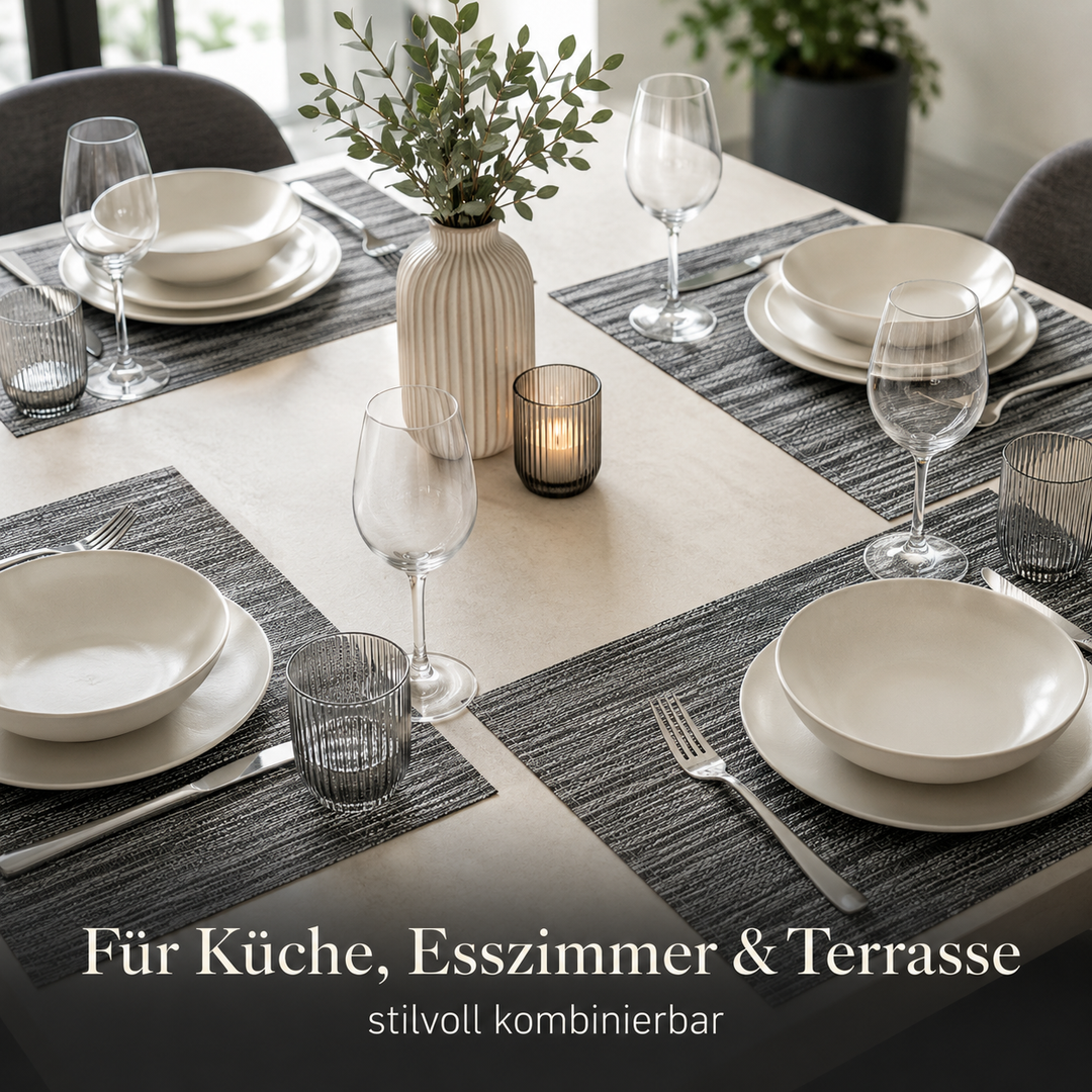 Tischmatten GIUSEPPE 6er Set Schwarz Meliert 45 x 30cm