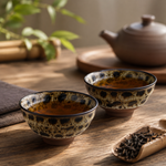 Bild in der Galerie öffnen: Teeschalen "Hitomi" 2er Set 80 ml aus Keramik mit reaktiver Glasur