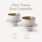 Bild in der Galerie öffnen: Teetasse "Ayame" mit Unterteller Weiß – 2er Set für Tee &amp; Espresso