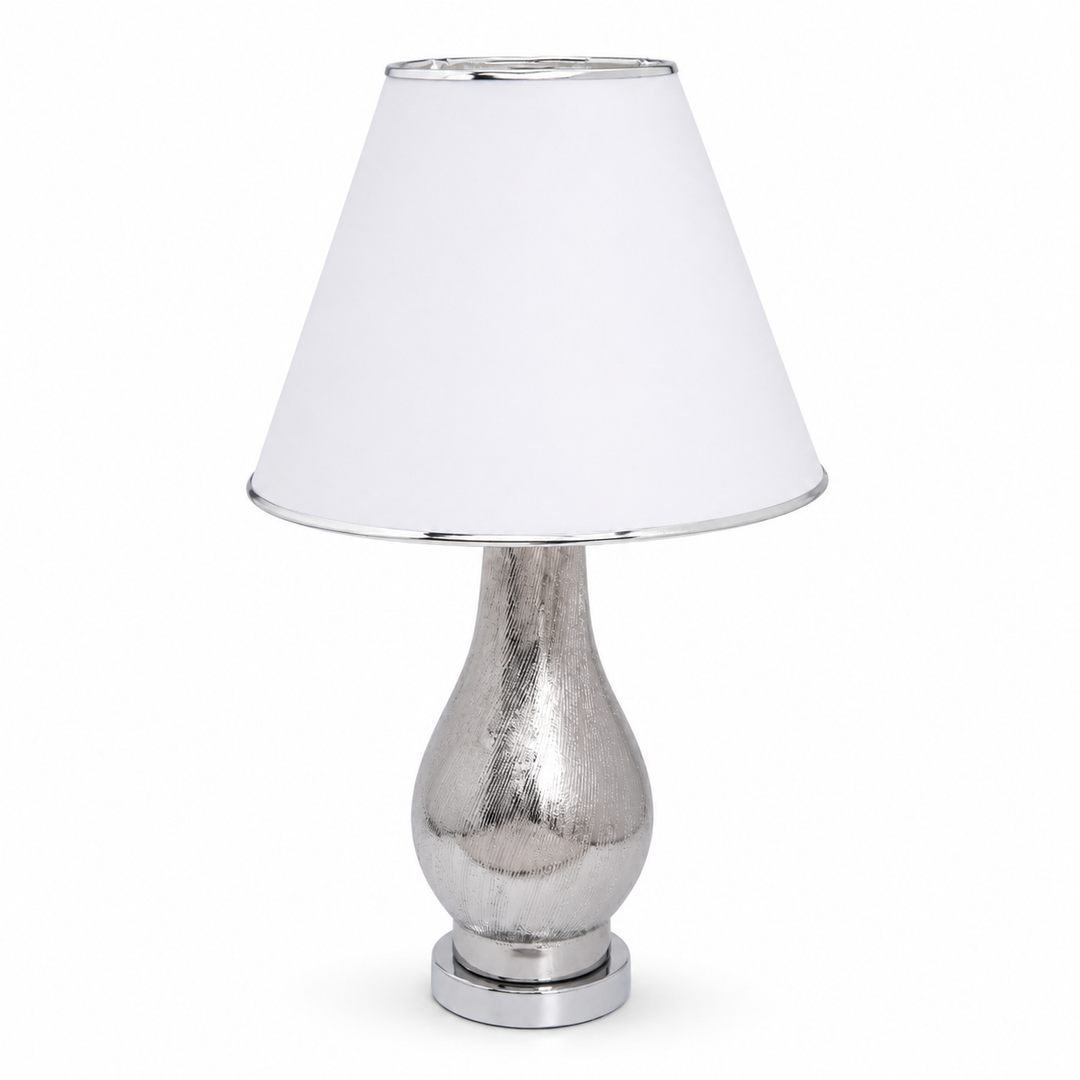 Tischlampe ARGENT Silber aus Keramik mit Lampenschirm