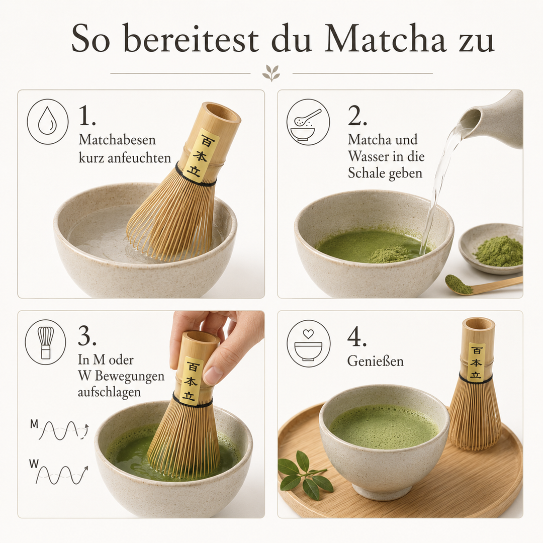 Matchabesen Chasen aus Bambus für Matcha Tee 100 Borsten