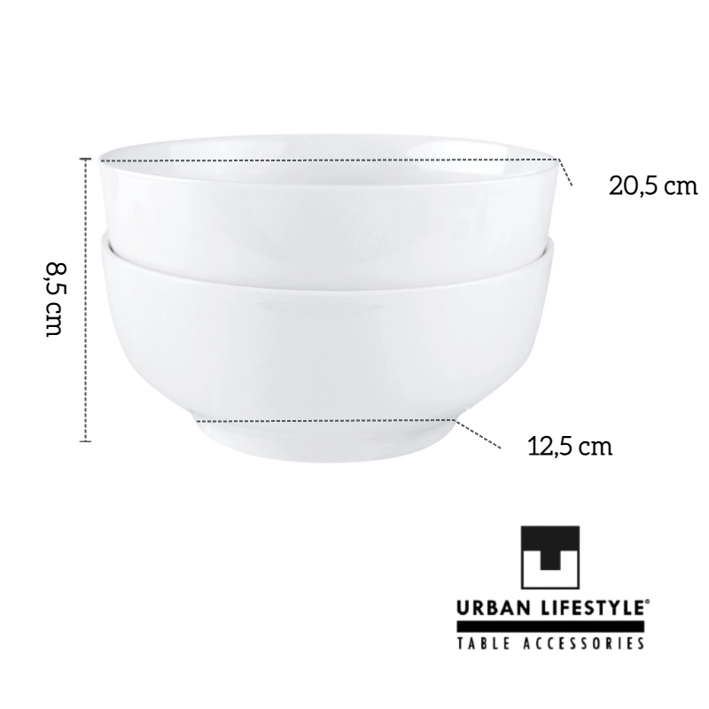 URBAN LIFESTYLE Ramen Schalen "Shiro"Set  2 Stück Porzellan Ø 20,5 cm (warm weiß)