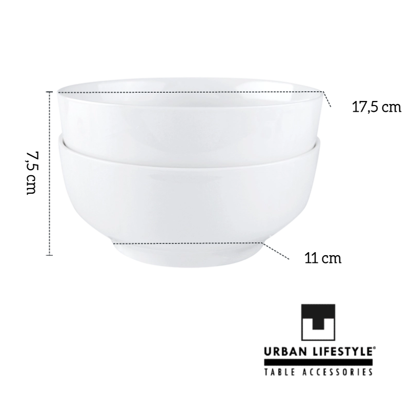 URBAN LIFESTYLE Müslischalen aus Porzellan Set  1000-1200ml (warmweiß)